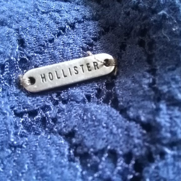 Hollister Navy Front Lace Button up Top - Picture 3 of 10